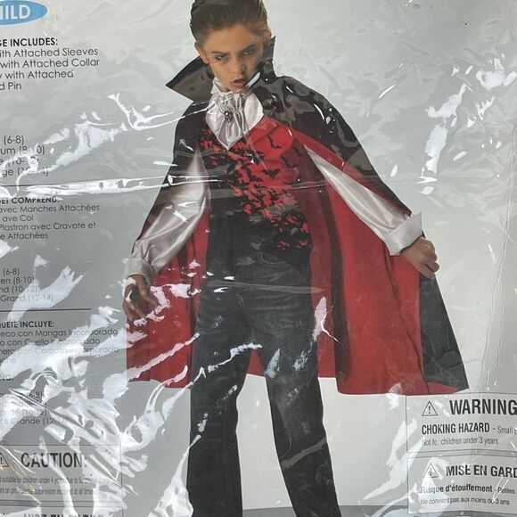 Children's Prince Of Darkness Halloween Costume Size 10-12 Vampire Cape New - Picture 2 of 4